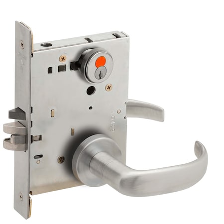 Schlage Grade 1 Storeroom Mortise Lock, Schlage FSIC With Construction Core, 17 Lever, A Rose, Satin Chrome L9080T 17A 626